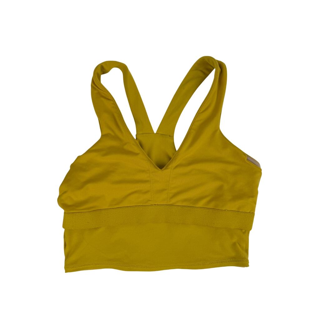 Alo Yoga Mustard Yellow Longline V-Neck Racerback Sports Bra Size M - Picture 7 of 10